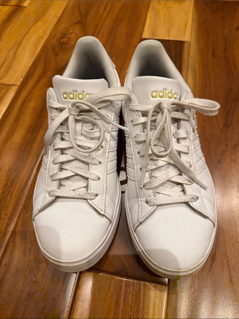 adidas women’s White cloudfoam with Subtle Gold Accents